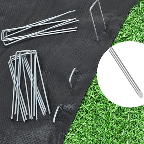 100 Pack 6 Inch Garden Stakes, Galvanized Landscape Staples for Weed Barrier Fabric, Heavy Duty Sod Pins Securing Pegs Netting Ground Sheets Irrigation Tubing (12 INCH-50Packs) - size: 12 INCH-50Packs