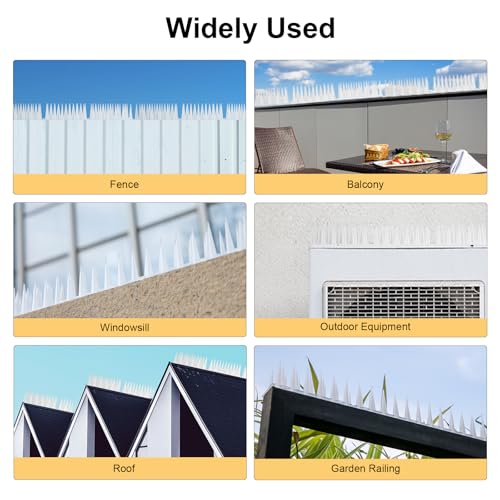 OFFO Bird Spikes for Pigeon Woodpecker Crow, Outdoor Use for Balcony Patio Window, Easy to Install, Frosted White, Covers 8.3 Feet(2.5m) - color: Frosted White