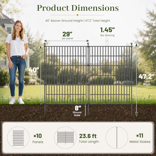 No Dig Garden Fence Outdoor for Yard, 40in (H) x 23.6ft(L) - size: 40 in(H) X 23.6 ft(L)