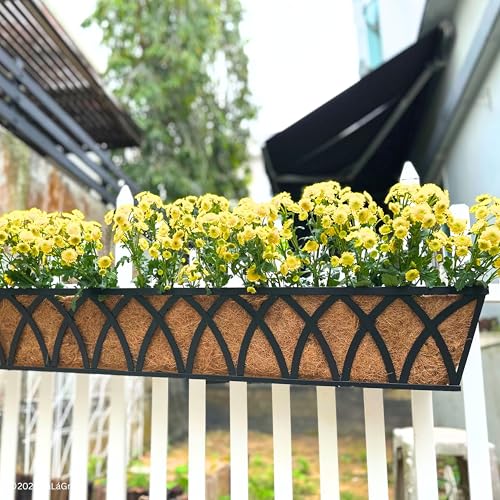 LaLaGreen 48" (4 Pack, Rectangular) Coco Liners for Window Box Planter–Extra Large Trough Coir Husk Fibre Replacement for Hanging Basket, Flower Pot, Garden Outdoor Use–Multiple Sizes & Shapes - size: 48'' x 4 pack