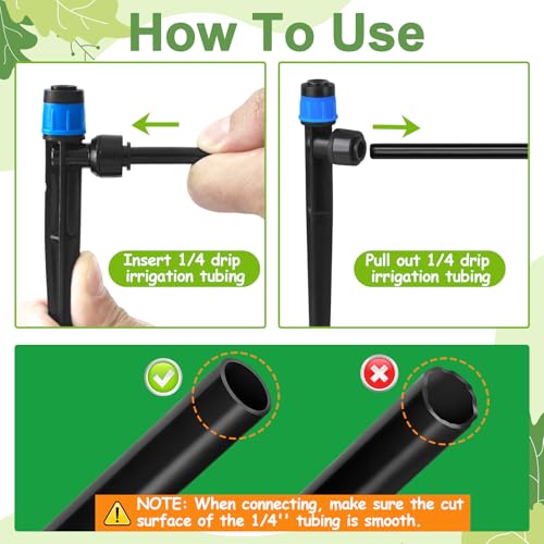 30 Pieces Quick Connect Drip Irrigation Emitters Vortex for 1/4" Tubing, Adjustable 360 Degree Water Flow Irrigation Fan Shape Spray Emitter On 5" Stake for Garden Watering System - color: Blue Quick Connect Emitter-30P