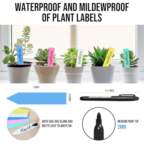 Plant Labels 120 Pcs Yuanling for Seeding Plastic Waterproof Plant Name Tags Garden Labels Marker Garden Pots Stakes for Outdoor Potted Plants Belt Permanent Marking Pen (6 Colors) - color: 6 Colors 120pcs