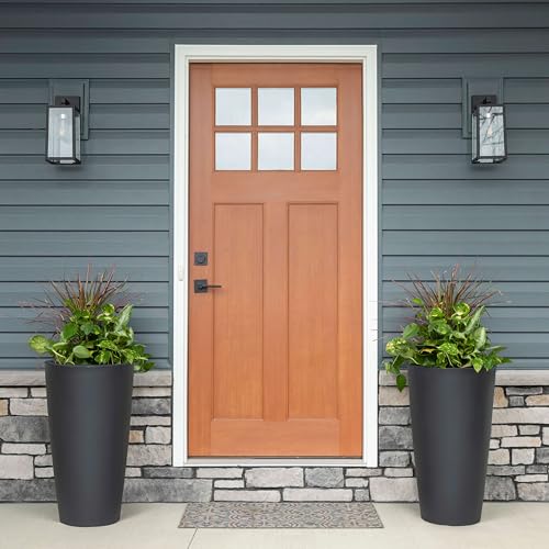 Step2 Tremont Tall Round Tapered Planter, 28" Tall, Indoor/Outdoor Plants, Efficient Drainage, Durable Resin, Onyx Black - color: Onyx Black, size: 1-Pack