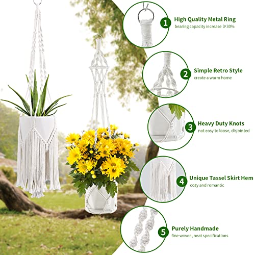 SFENNGPET Macrame Plant Hangers, 6Pack Hanging Planters for Indoor Plants - color: White