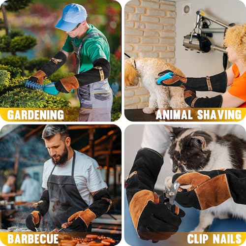 Animal Handing Gloves- Bite Proof, Puncture & Scratch Resistant for Safe Handling, Garden Gloves - color: Black-coffee, size: 24-inches