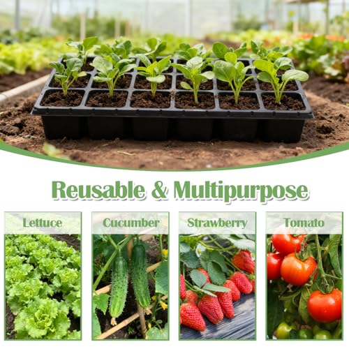 RooTrimmer 3 Inch Square Pots 2.9" Deep 18 Cell Seedling Trays with Water Collection Nursery 1020 Trays No Holes for Seeds Starting and Transplanting (20"x10",10 Sets) - size: 18 Cells