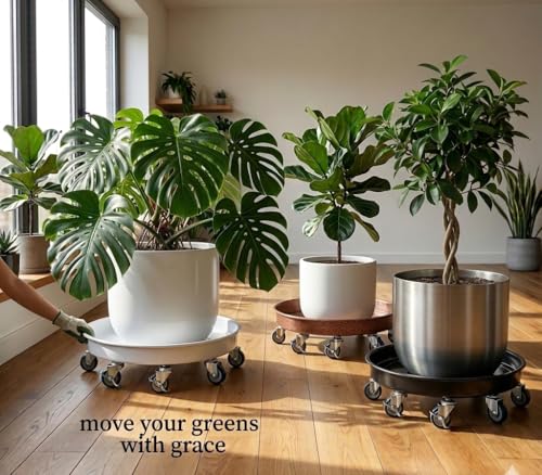 Rolling Planter Caddy(570lbs Capacity), Heavy Duty Metal Plant Stand with Brake Wheels Plant Dolly Mover Plant Pot Tray Saucer for Indoor Outdoor 20Inches Copper - color: 20Inchescopper 1-Pack