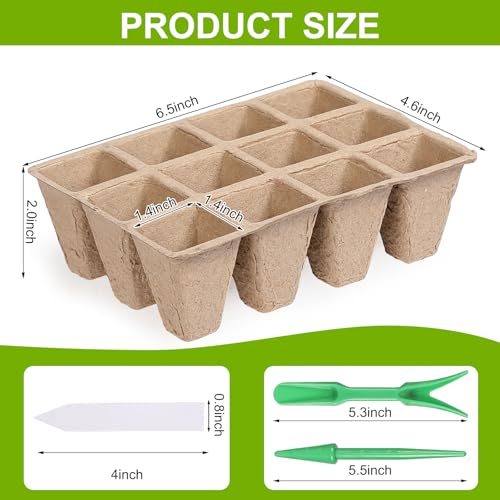 DANALLAN 10Pcs Seed Starter Tray 120 Cells Seed Starting Trays Thickened Biodegradable Seed Starter Pots Kit for Vegetables Flowers Seed Starting Planting Seeds (10)