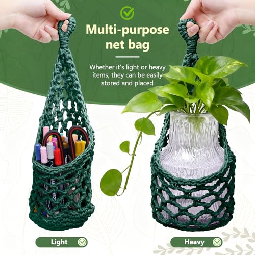 Macrame Wall Plant Hanger, Hanging Planter Basket Holder, Wall Planters for Indoor Plants, for Up to 6 Inch Pot (Green, 6-Inch) - color: Green, size: Large – Fits Pot Bottom ≤6"