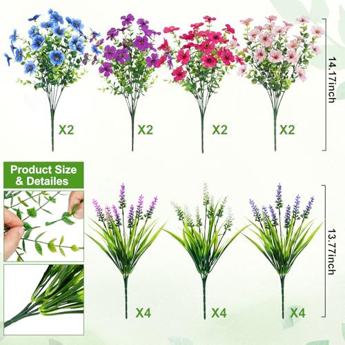20 Bundles Artificial Flowers for Outdoors Fake Plants, Mixed - color: Mixed Color