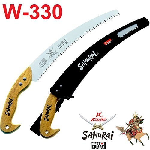 Samurai W-330-LH 13" (33cm) Heavy Duty Wooden Handle Curved Hand Saw Carrying Case, Made in Japan.