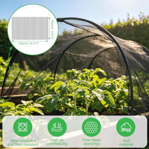 Patio Mosquito Netting, Black 9.8FT×29.5FT Garden Mesh Netting,Garden Mosquito Net for Plants,Fruits and Vegetables to Repel Flies,Insects & Birds,Mosquito Mesh Screen for Outdoor,Patio,Balcony - size: 9.8FT×29.5FT