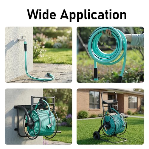 Heavy Duty Garden Hose 100 ft x 5/8", Water Hose with 10-Pattern Nozzle - size: Blue100FT