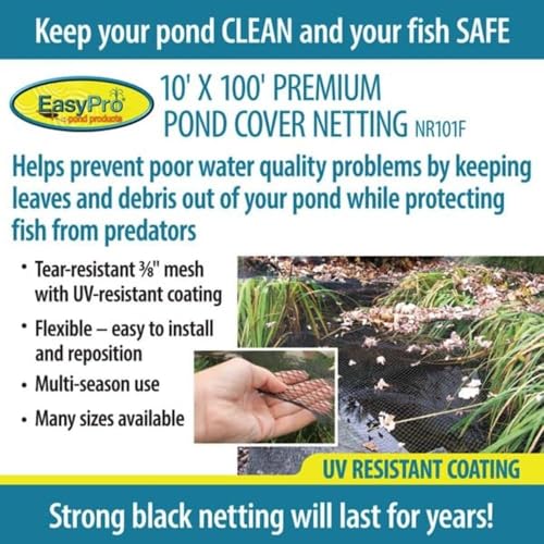 EasyPro NR101F Premium 3/8-Inch Fine Mesh Pond Cover Netting, 10' x 100' - size: 10' x 100', style: 3/8" Fine Mesh