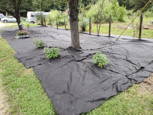Heavy-Duty Sandbaggy Non-Woven Geotextile Landscape Fabric Roll, Made in USA, Lightweight Weed Barrier, UV Protected, 100 Lb Tensile Strength, French Drain, Erosion Control (5 ft x 100 ft Roll) - size: 5 ft x 100 ft Roll