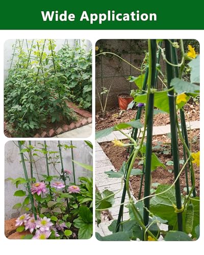 4ft Garden Stakes, Plastic Coated Steel Plant Stakes for Climbing Plants 25pcs - size: 4FT