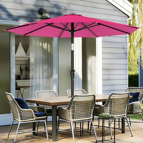 AreShark 9FT Outdoor Patio Umbrella with Tilt and Crank, Rose Pink - color: Rose Pink, size: 9ft