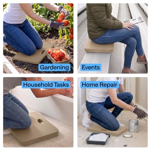 GORILLA GRIP® Extra Thick Foam Kneeling Pad for Gardening, 17.5x11 Beige - color: Beige