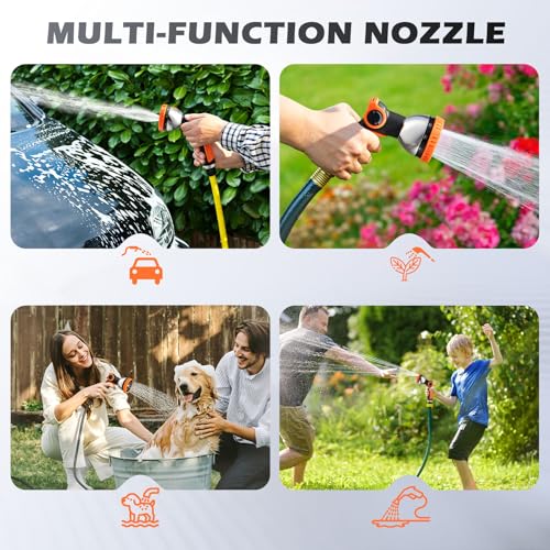 Garden Hose Nozzle High Pressure Leak Proof Spray Water Hose Nozzle Sprayer - color: Orange&Orange