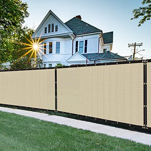 6'x25' Privacy Screen Fence Heavy Duty Fence Panels, Beige
