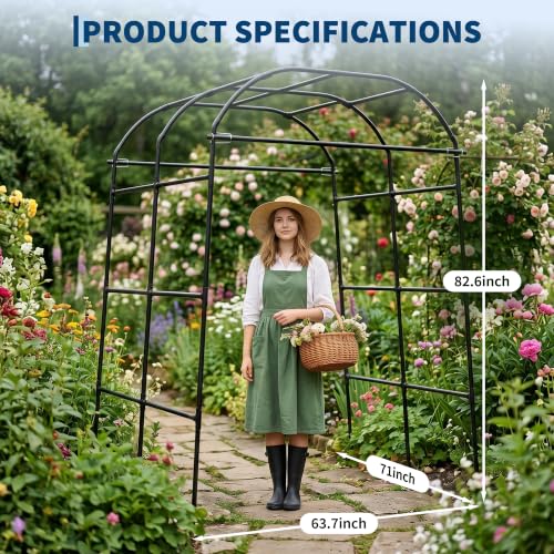 Garvee Metal Garden Arch Trellis, 7.2Ft Black for Raised Beds - size: 7.2x6x5.5FT