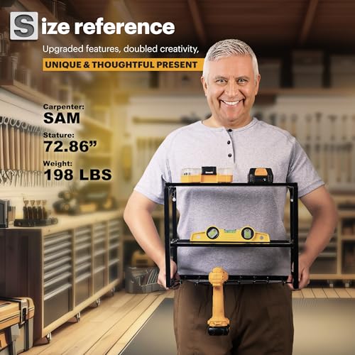 Spampur Power Tool Organizer, 3 Layers 4 Drill Holder Wall Mount - size: 3 Shelves 4 Slots