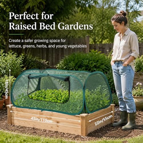 2 Pack Raised Bed Garden Covers,Pop Up Mesh Plant Covers, 45"X22"X16"
