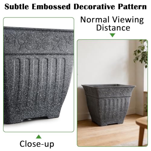 BTPLASTIK 4-Pack 18 Inch Large Outdoor Planters, Stone-Like Finish, Gray - color: Gray, size: 4P-18 INCH