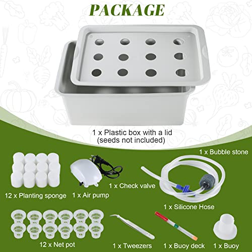 MAOPINER Indoor Hydroponic Grow Kit 12 Sites Deep Water Culture System