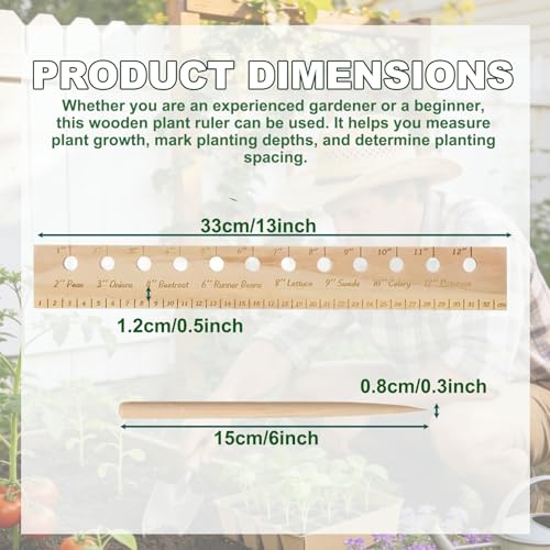 2 Pack Seeding Ruler with Holes Wood, Seeding Ruler with Holes, Spacer Tool Seeder Planting Ruler, Wooden Measuring Tool for Seedings, Vegetable Planting Template