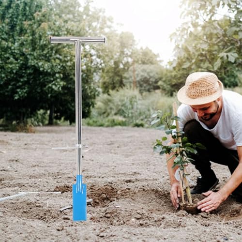 Bewinner Dibble Bar Tree Planting Tool with Foot Pedal, Detachable T Handle Tree Planting Bar, Stainless Steel Pole Digging Bar, Long Dibbler Garden Tool