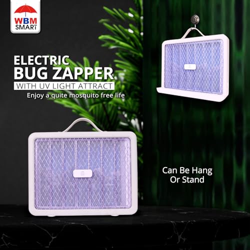 WBM Smart Electric Bug Zapper, High-Voltage LED UV Light Trap for Mosquitoes, Portable & Wall-Mountable with Safety Mesh Protection, Indoor and Outdoor Use