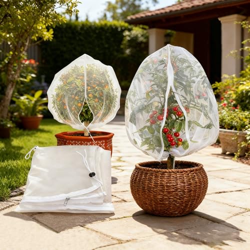 Drawstring & Zipper Fruit Tree Netting Cover - Reusable Bird Netting for Blueberry Bushes, Anti-Cicada/Deer/Squirrel Large Plant Protection Net - size: 3.9×2.6Ft