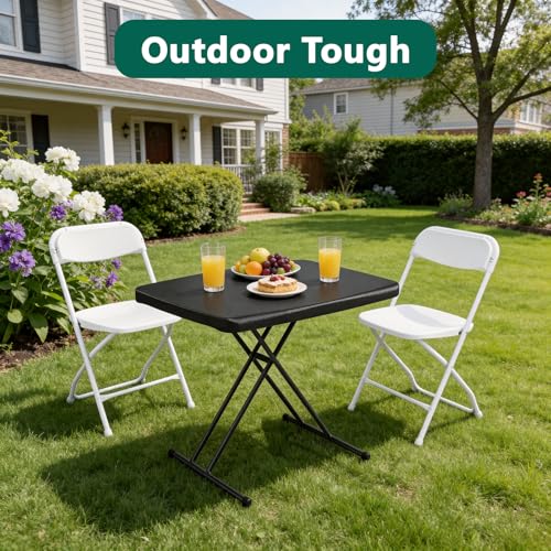 30in Folding Table, Portable Picnic Table with Adjustable Height, Foldable TV Tray Table & Laptop Desk for Small Spaces, Patio, Camping, BBQ, No Assembly Needed, Black - color: Black, size: 30in