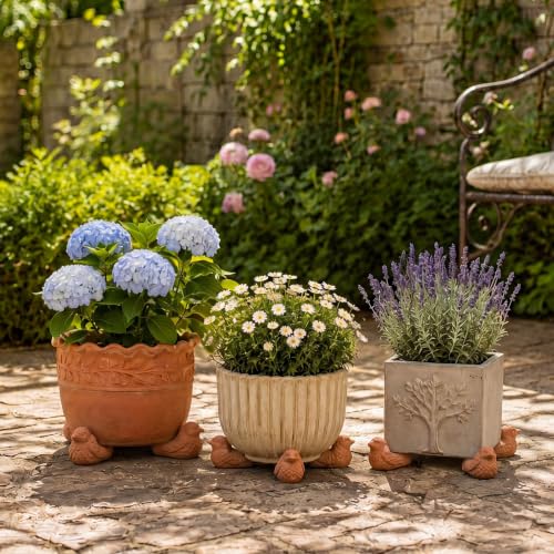LemonRoad 12 Set Bird Pot Feet for Outdoor Planters, Terra Cotta Cement - size: Bird