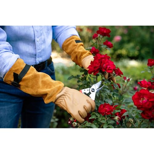 FELCO Model 705 Rose Gloves - Medium Premium Puncture Resistant Leather Gloves Suede Gantlet Cut Rose Pruning Cutting Snipping Horticultists Florists Gardeners Specialist Rose Cultivators - size: Medium