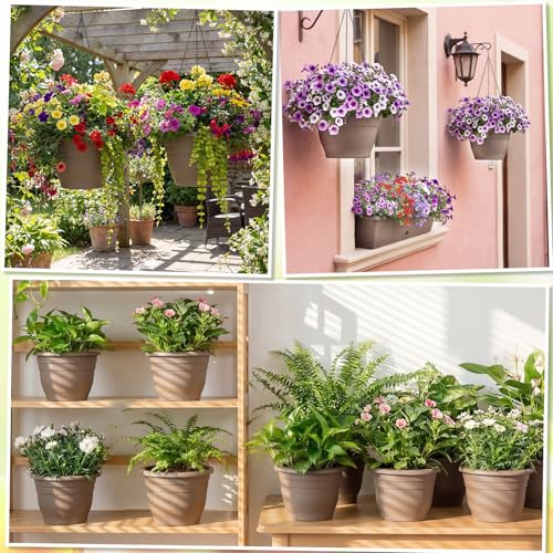 20 Pack Hanging Planter Basket 10 Inch with Drainage Tray - color: Coffee, size: 10 Inch