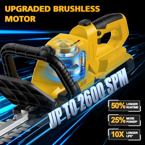 Givilo 20.4" Hedge Trimmer Cordless Compatible with Dewalt 20V MAX Battery - color: Yellow, size: 20 Inch