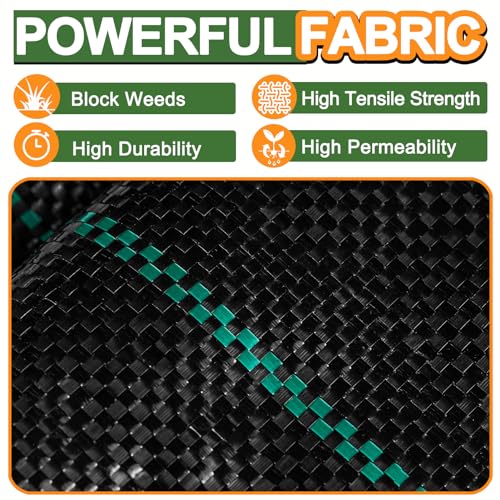 Winisok 3FT x 100FT Weed Barrier Landscape Fabric, 3.2oz Weed Control Geotextile Garden Cloth, Heavy Duty Breathable Mulch Ground Cover Black Mat for Backyard Landscaping Farming (2 Pack 3FT x 50FT) - size: 3FT x 100FT