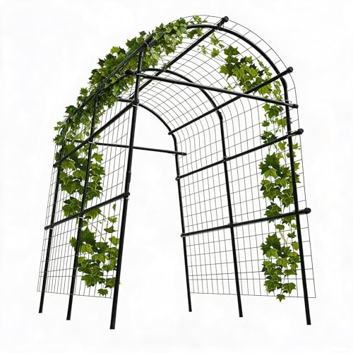 Garvee Metal Garden Arch Trellis, 7.6Ft Black for Raised Beds - size: 7.6x6x3.8 Ft - 7