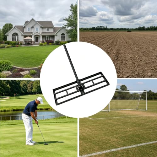 Lawn Leveling Rake, Heavy Duty Adjustable Handle Lawn Leveler Tool - size: 31.5*10inch, 6.5FT