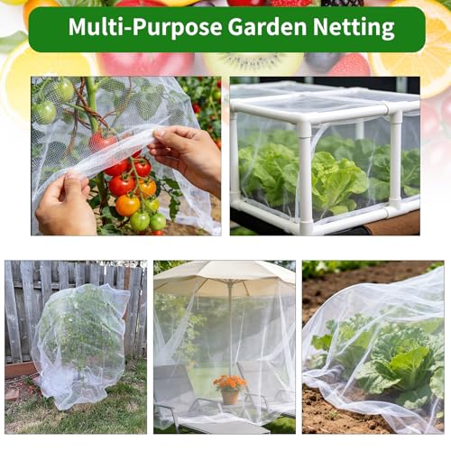 Garden Netting, 8'x10' Plant Netting Pest Barrier Bird Mosquito Net for Garden Protection, Garden Plant Cover Row Cover Raised Bed Screen Mesh for Vegetables Fruits Flowers Crops Plants Greenhouse