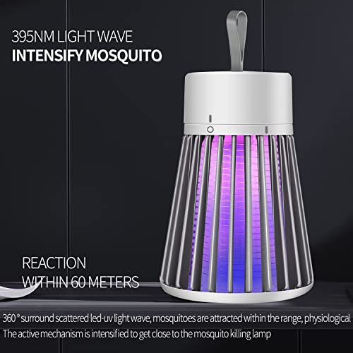 Bug Zapper Outdoor,Electric Mosquito Zapper Portable Camp Mosquito Killer,Rechargeable Indoor Fly Zapper,Electric Fly Zapper,Fly Traps,Flying Insects Zapper Indoor Outdoor (White)