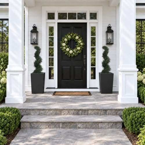 THE BLOOM TIMES 3ft Tall Spiral Topiary Trees Artificial Outdoor Set of 2 - color: Cedar Dark Green, size: 3ft