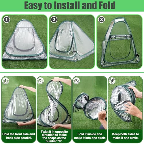 2 Pack Pop Up Greenhouse,8 Ground Nails & 2 Carry Bags,27.5"x27.5"x31.5"