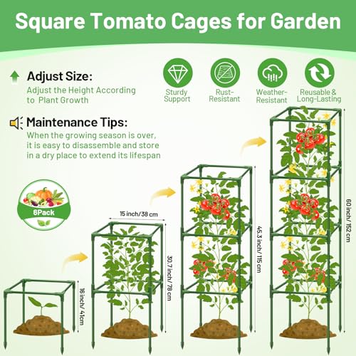 Legigo 6 Pack 60 Inch Tomato Cages for Garden, Heavy Duty Tomato Trellis - size: 60 Inch