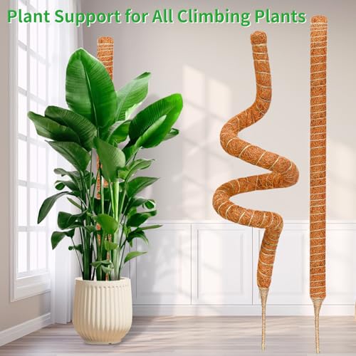2 Pack 39'' Moss Pole for Monstera, Bendable Coco Coir Plant Support Stakes - size: 2 Pack ( 39-Inch)