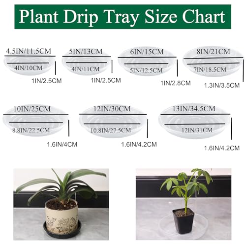20 Pack Clear Plant Saucer 6 Inches Plastic Drip Trays to Catch Water - size: 6 Inch