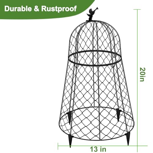 10 Pack Plant Protectors from Animals, Garden Cloches for Plants, Rustproof Chicken Wire Cloche Plant Cages to Keep Animals Out, Sturdy Metal Garden Cages for Outdoor Plants 13" D x 20" H - size: 10 Sets(13"D x 20"H)