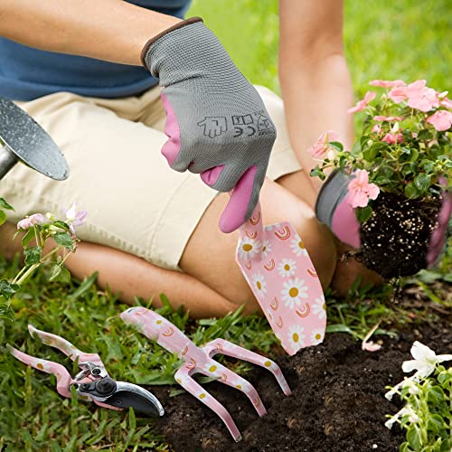 WORKPRO Aluminum Garden Tool Set, 4PCS Heavy Duty Gardening Tools - style: Pink